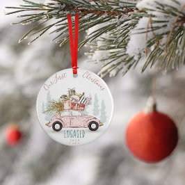 Our First Christmas Engaged Watercolor Car Keramik Ornament