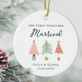 Our First Christmas Married Custom Couple Name Keramik Ornament
