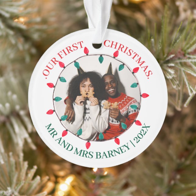 Our first Christmas Mr. and Mrs. newlywed elegant Ornament (Baum)