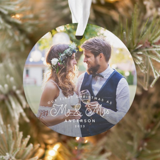 Our First Christmas Mr et Mme Wedding Photo (Arbre)