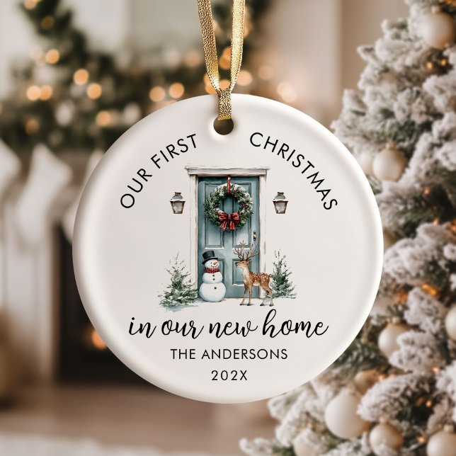 Our First Christmas New House Green Door Keramik Ornament (Von Creator hochgeladen)