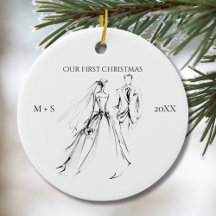 Our First Christmas Photo Wedding Dress Suit Cute