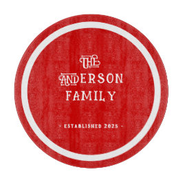 Our First Home Housewarming Typography Red White Schneidebrett