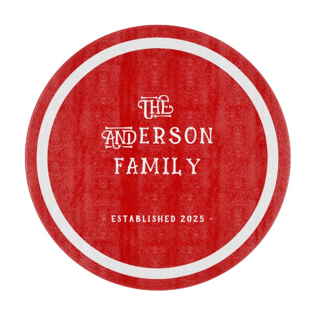 Our First Home Housewarming Typography Red White  Schneidebrett (Vorderseite)