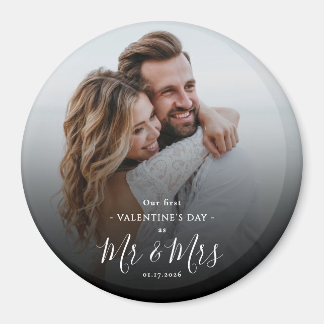 Our First Valentine's Day As Mr & Mrs Modern Photo Magnet (Vorne)