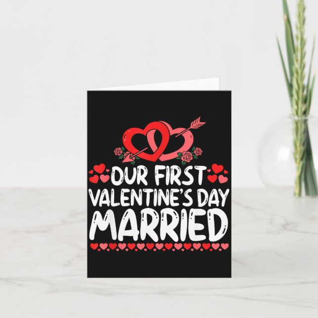 Our First Valentines Married Husband Wife  Karte (Vorderseite)