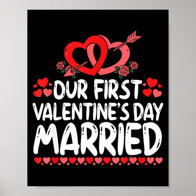 Our First Valentines Married Husband Wife  Poster (Vorne)
