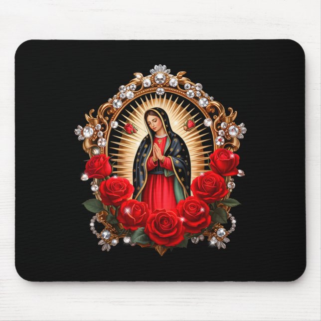 Our Lady Guadalupe Saint Virgin Mary In Roses Flow Mousepad (Vorne)