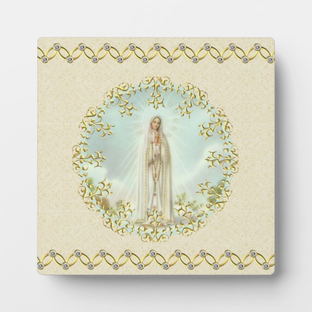Our Lady of Fatima Gold Wreath Diamond Chain Fotoplatte (Vorderseite)