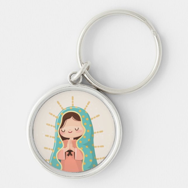 Our Lady of Guadalupe Kawaii Style Schlüsselanhänger (Vorne)