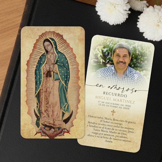 Our Lady of Guadalupe Spanish Memorial Prayer Card (Créateur téléchargé)