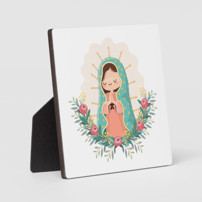 Our Lady of Guadalupe with flowers Kawaii Style Fotoplatte (Vorderseite)