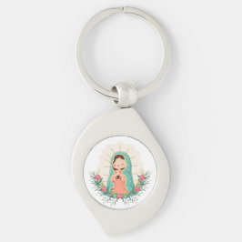 Our Lady of Guadalupe with flowers Kawaii Style Schlüsselanhänger