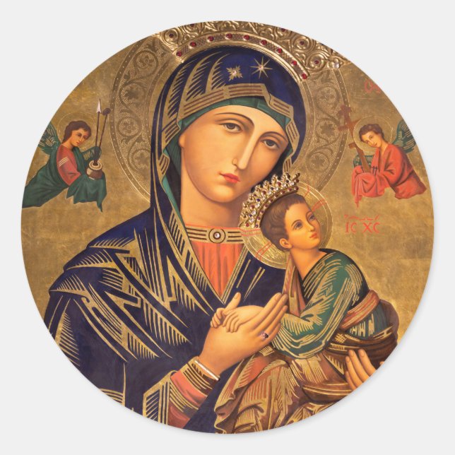 Our Lady Of Perpetual Help Runder Aufkleber (Vorderseite)