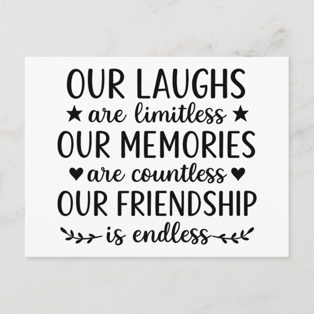 Our Laughs Are Limitless Friendship Quote  Postkarte (Vorderseite)