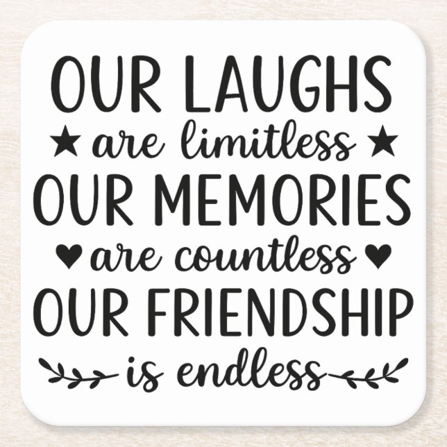 Our Laughs Are Limitless Friendship Quote Rechteckiger Pappuntersetzer (Vorderseite)