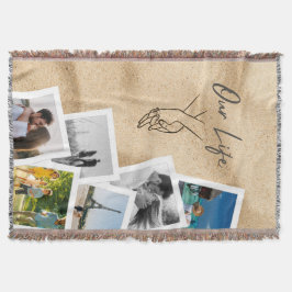 Our Life Custom Couple Photo Cascade with Line Art Decke