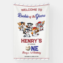 Our Little Animals Baseball 1st Birthday Party Banner