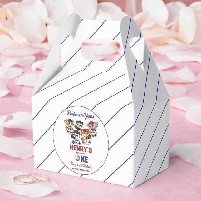 Our Little Animals Baseball 1st Birthday Party Geschenkschachtel (Hochzeit)