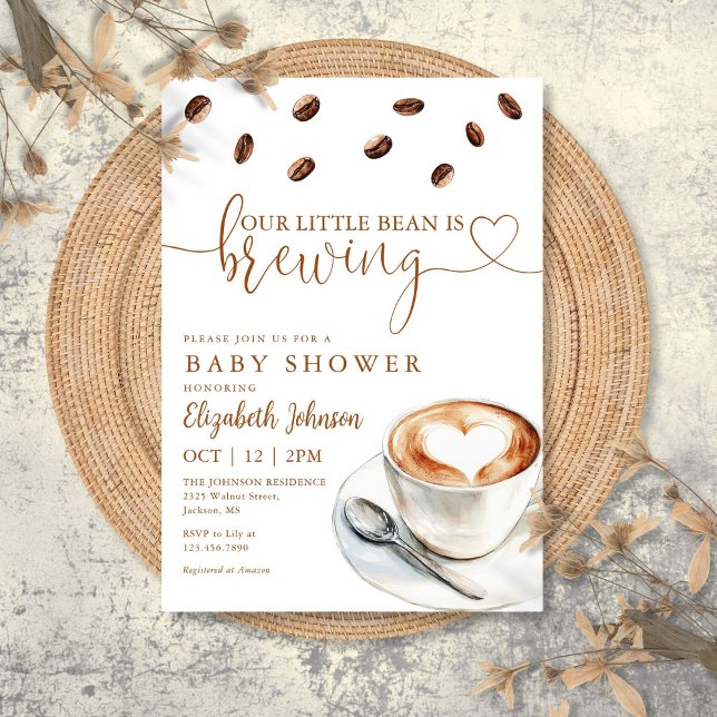 Our Little Bean Is Brewing Coffee Baby Shower Einladung (Our Little Bean Is Brewing Coffee Baby Shower Invitation)