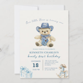 Our Little Bear is Turning One Birthday Party Einladung