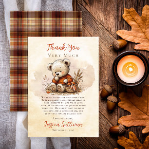 Our Little Cub Herbst Teddybär Baby Shower Dankeskarte
