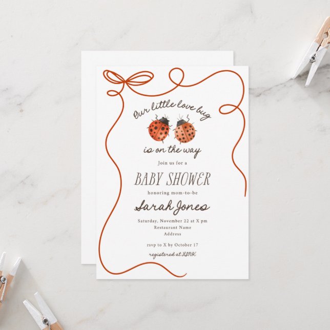 Our Little Love Bug Baby Shower Invitation Einladung (Vorderseite/Rückseite Beispiel)
