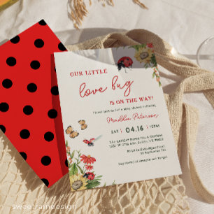Our Little Love Bug Ladybug Girl Baby Shower Einladung