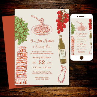 Our little meatball is turning one 1st Birthday  Einladung