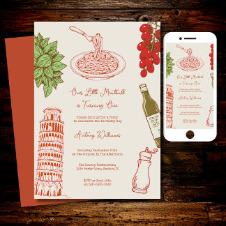 Our little meatball is turning one 1st Birthday  Einladung