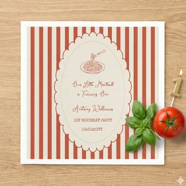 Our little meatball is turning one 1st Birthday  Serviette (Von Creator hochgeladen)