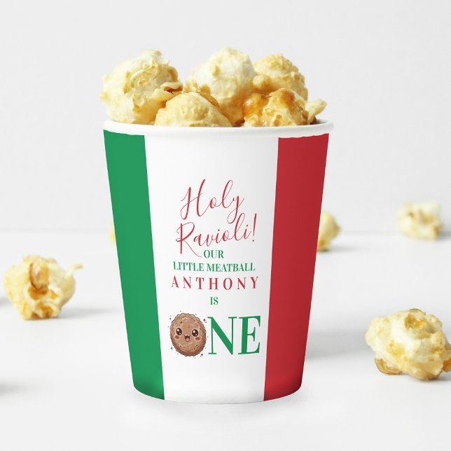 Our Little Meatball is Turning One Birthday Party  Pappbecher (Our Little Meatball is Turning One Birthday Party Paper Cups)