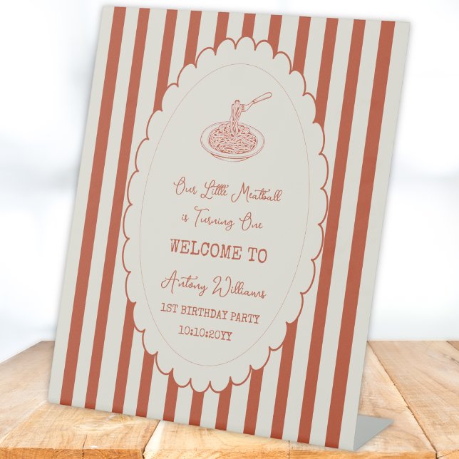 Our little meatball is turning one Welcome  Sockelschild (Von Creator hochgeladen)