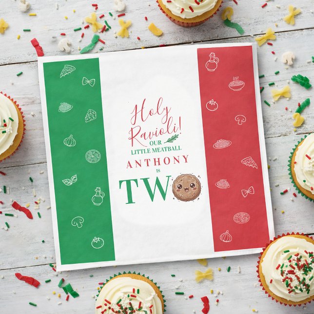 Our Little Meatball is Turning Two Birthday Party  Serviette (Our Little Meatball is Turning Two Birthday Party Napkins)