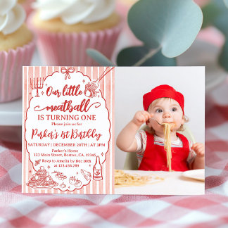 Our Little Meatball Italian Birthday Party Photo Einladung
