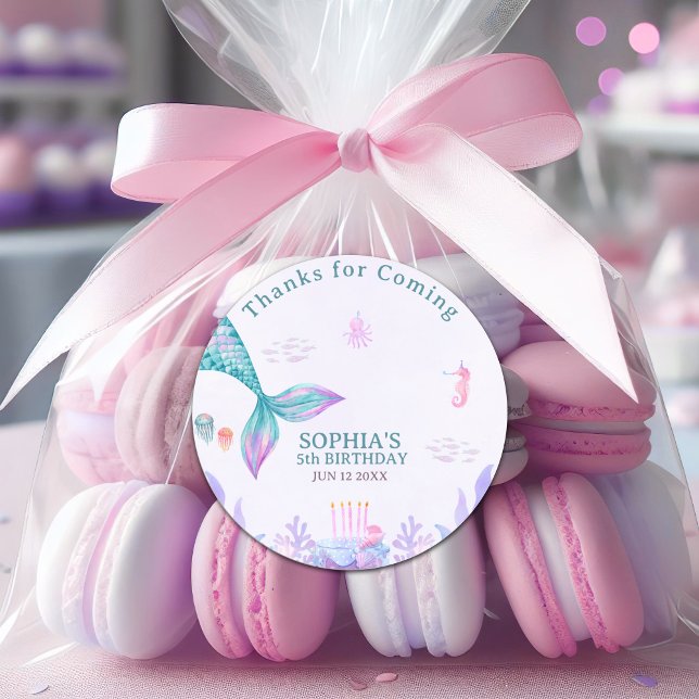 Our Little Mermaid  Funny Birthday Party  Runder Aufkleber (Von Creator hochgeladen)