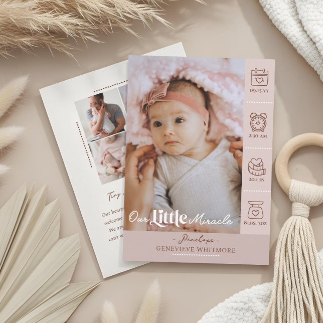 Our Little Miracle Baby Birth Stats Newborn Photos Ankündigung (Our Little Miracle Baby Birth Stats Newborn Photos Announcement)