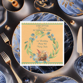 Our Little Pumpkin 1st Birthday Fall Wreath Orange Serviette