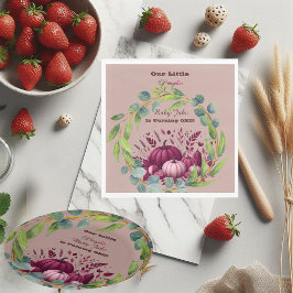 Our Little Pumpkin 1st Birthday Fall Wreath Purple Serviette