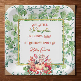 Our Little Pumpkin 1st Birthday Green Fall Wreath  Pappteller