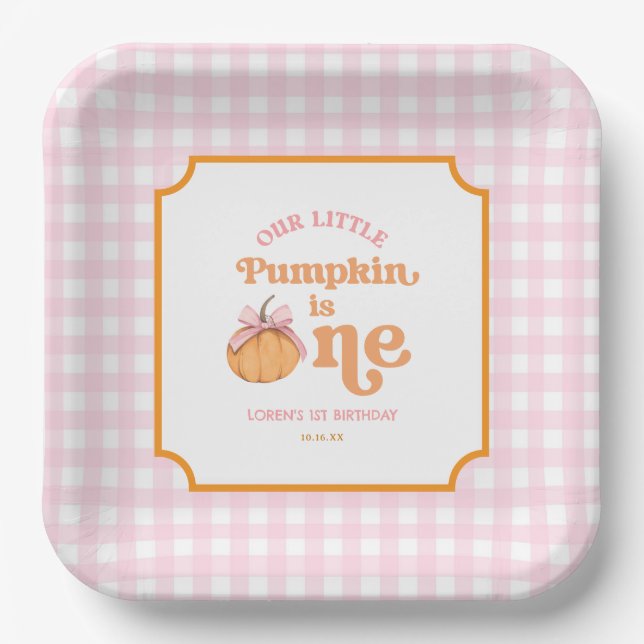 Our Little Pumpkin Girl 1st Birthday Party Pappteller (Vorderseite)