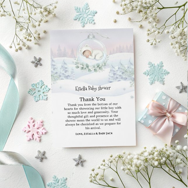 Our Little Snowbaby is on the way Thank You Card Dankeskarte (Von Creator hochgeladen)