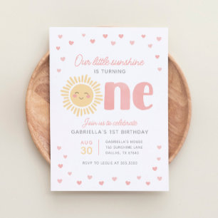 Our Little Sunshine Girl 1st Birthday Invitation