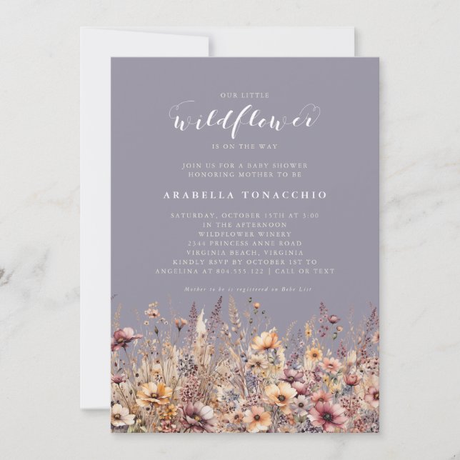 Our Little Wildflower Fall Floral Baby Shower Einladung (Vorderseite)
