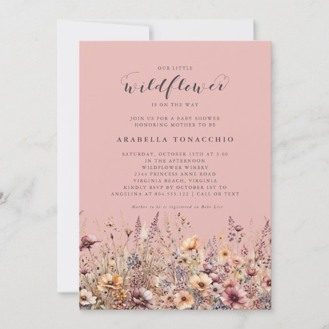 Our Little Wildflower Fall Floral Baby Shower Einladung (Vorderseite)