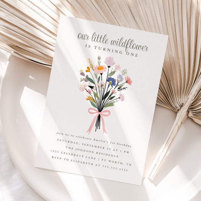 Our Little Wildflower First Birthday Party Einladung (Von Creator hochgeladen)
