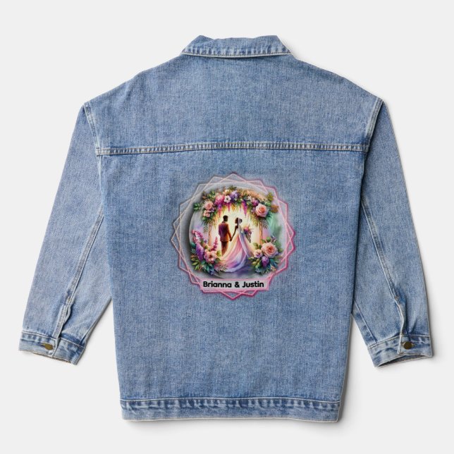 Our Love Reaches The Moon Bridal Wedding Jeansjacke (Rückseite)