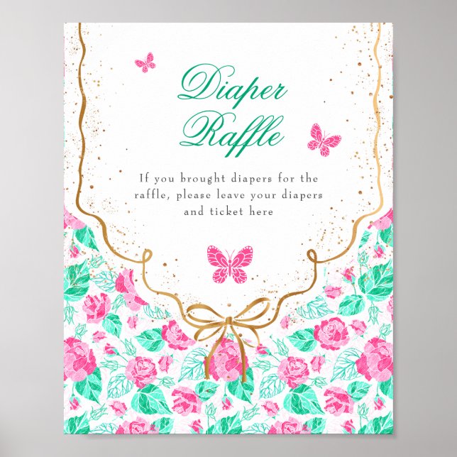 Our Lovely One Baby Shower Diaper Raffle Sign Poster (Vorne)