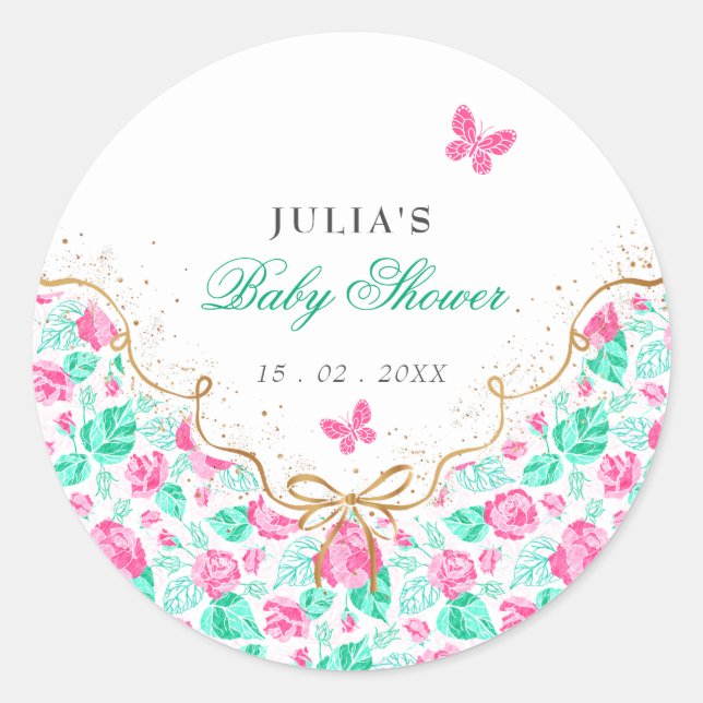 Our Lovely One Baby Shower Runder Aufkleber (Vorderseite)