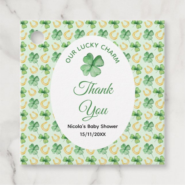 Our Lucky Charm St Patrick's Baby Shower Geschenkanhänger (Vorderseite)